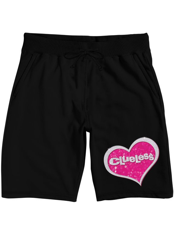 Clueless Heart Logo Men's Black Sleep Pajama Shorts-Large