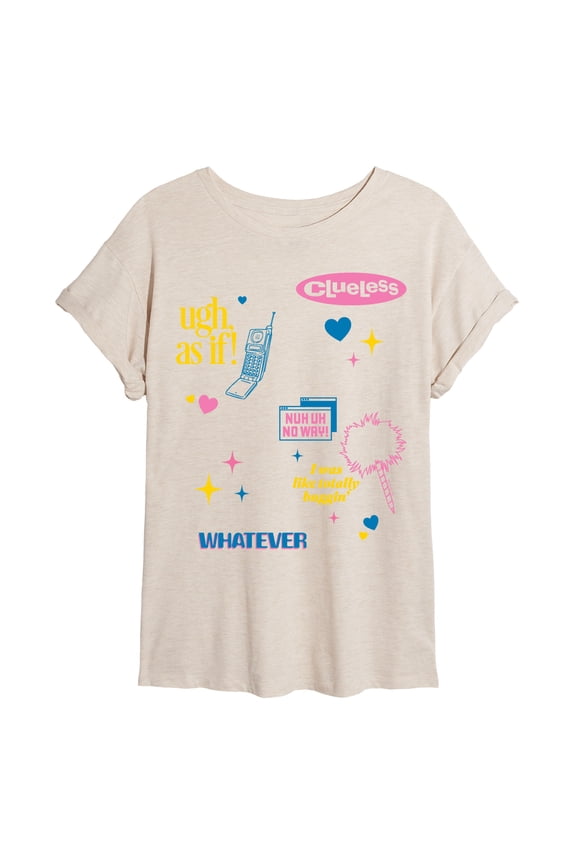 - Icon Collage - Juniors Oversized Graphic T-Shirt