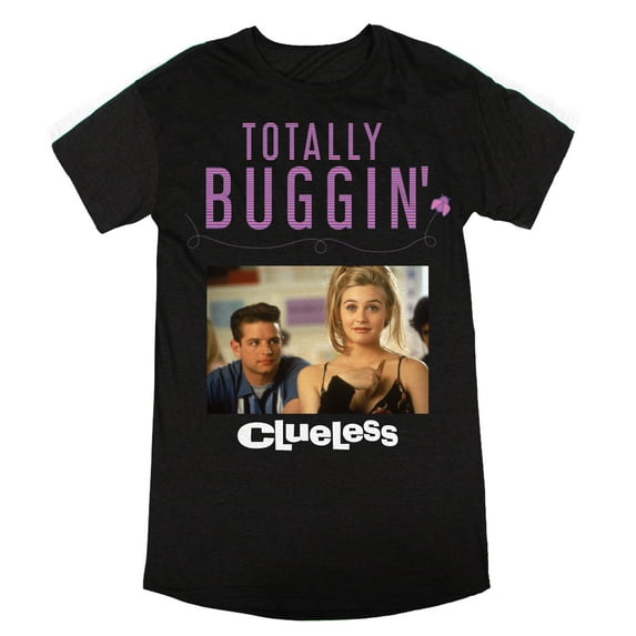 Clueless Totally Buggin' Women's Black Heather Night Shirt-Medium