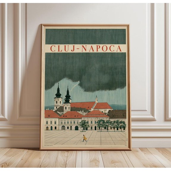 Cluj-Napoca Travel City Square Print Architecture Wall Art, Unframed Paper Print