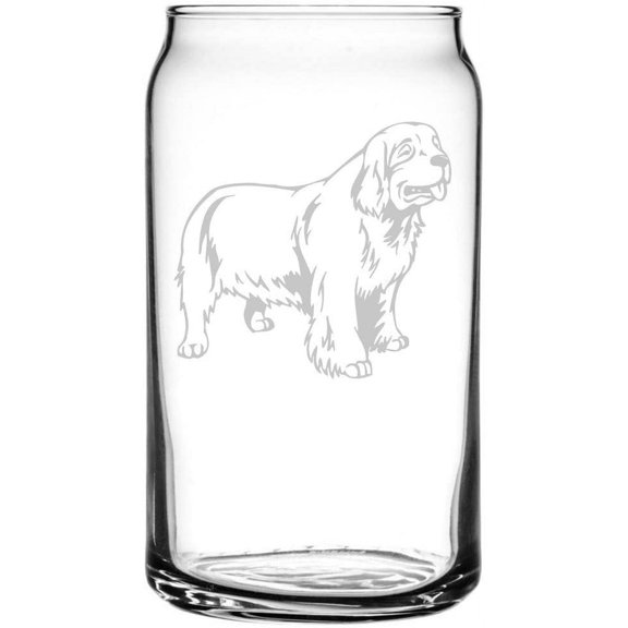 Clumber Spaniel Dog Themed Etched All Purpose 16oz Libbey Can Glass