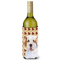 Clumber Spaniel Fall Leaves Portrait Wine Bottle Hugger