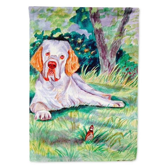 Clumber Spaniel Flag Canvas House Size
