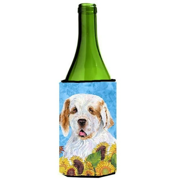 Clumber Spaniel In Summer Flowers Wine bottle sleeve Hugger - 24 oz.