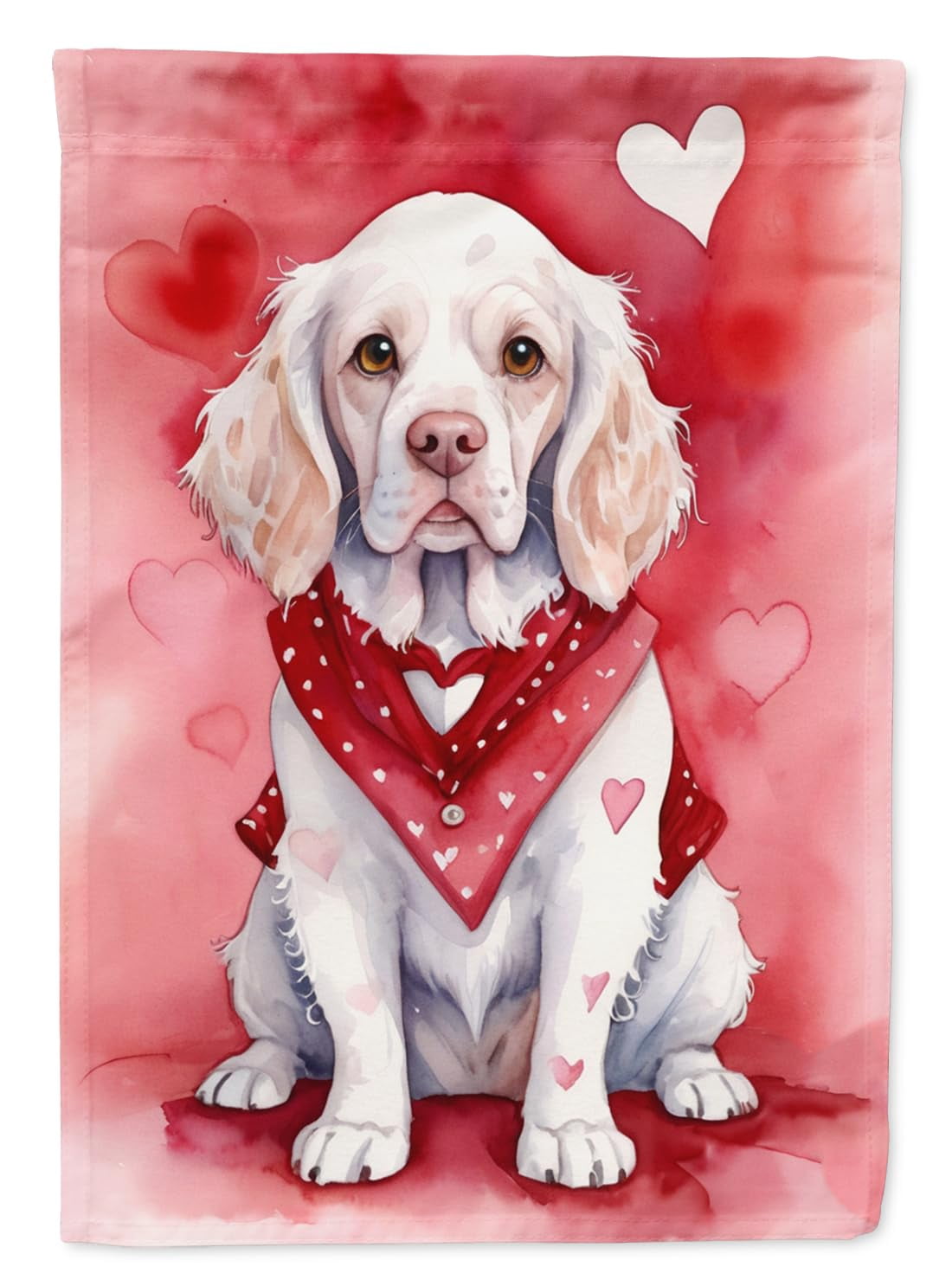 Clumber Spaniel My Valentine House Flag 28 in x 40 in