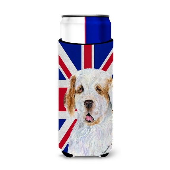 Clumber Spaniel with English Union Jack British Flag Ultra Hugger for slim cans