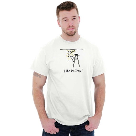 Clumsy Electrocute Electric Bulb Men's Graphic T Shirt Tees Brisco Brands S