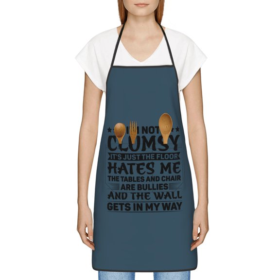 Clumsy Floor Bullying Wall Way Apron, Inspirational Gifts for Men Women, Funny Apron, Chef Bib with Pockets, Waterproof Work Apron for BBQ Kitchen Crafting Gardening