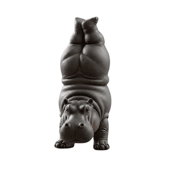 Clumsy Hippo Figurine, Yoga Master Hippo Statue for Desk Shelf Yoga Space, Mini Hippopotamus Car Dashboard Figurines Set for Home Office Car (G)