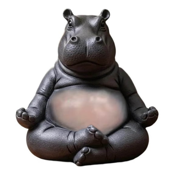 Clumsy Yoga Hippo Figurine – Funny Resin Animal Sculpture for Desk, Shelf, Yoga Room – Humorous Gift for Animal Lovers & Yoga Enthusiasts