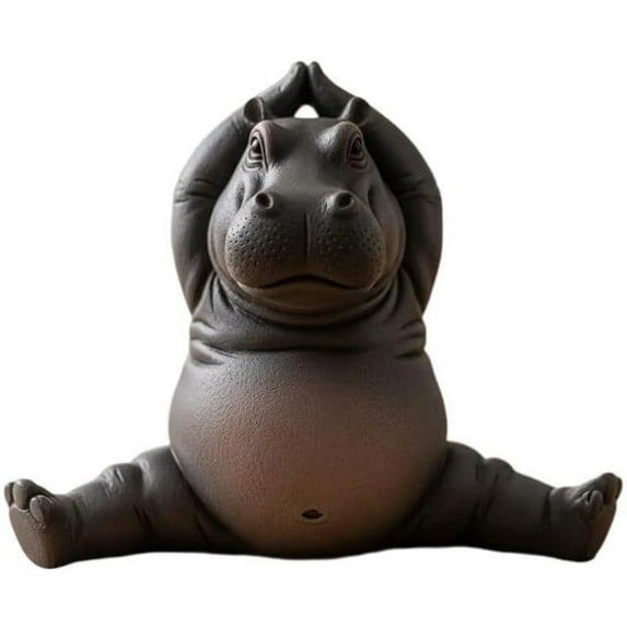 Clumsy Yoga Hippo Resin Figurine - Cute Animal Decor for Home Shelf Living Room, Adorable Yoga-Themed Resin Statue for Office Desk, Cozy Room Ambience Decor,D,1pcs