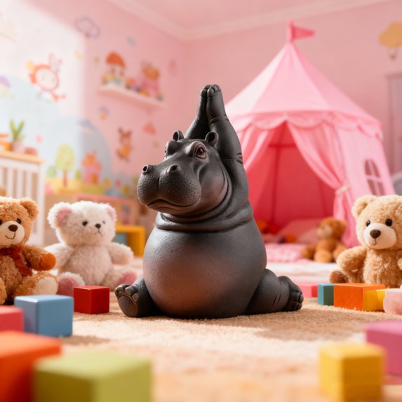 Clumsy Yoga Hippo Resin Figurine, Desk Decor, Resin Sculpture, Humorous Gift for Enthusiasts, Home Office Shelf Decoration, Whimsical Yoga Theme, 1.97"