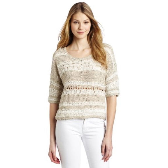 Cluny Women's Cropped Pullover Sweater, Natural, Medium