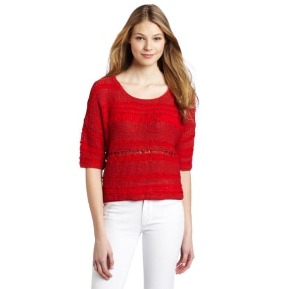 Cluny Women's Cropped Pullover Sweater, Tomato, Small