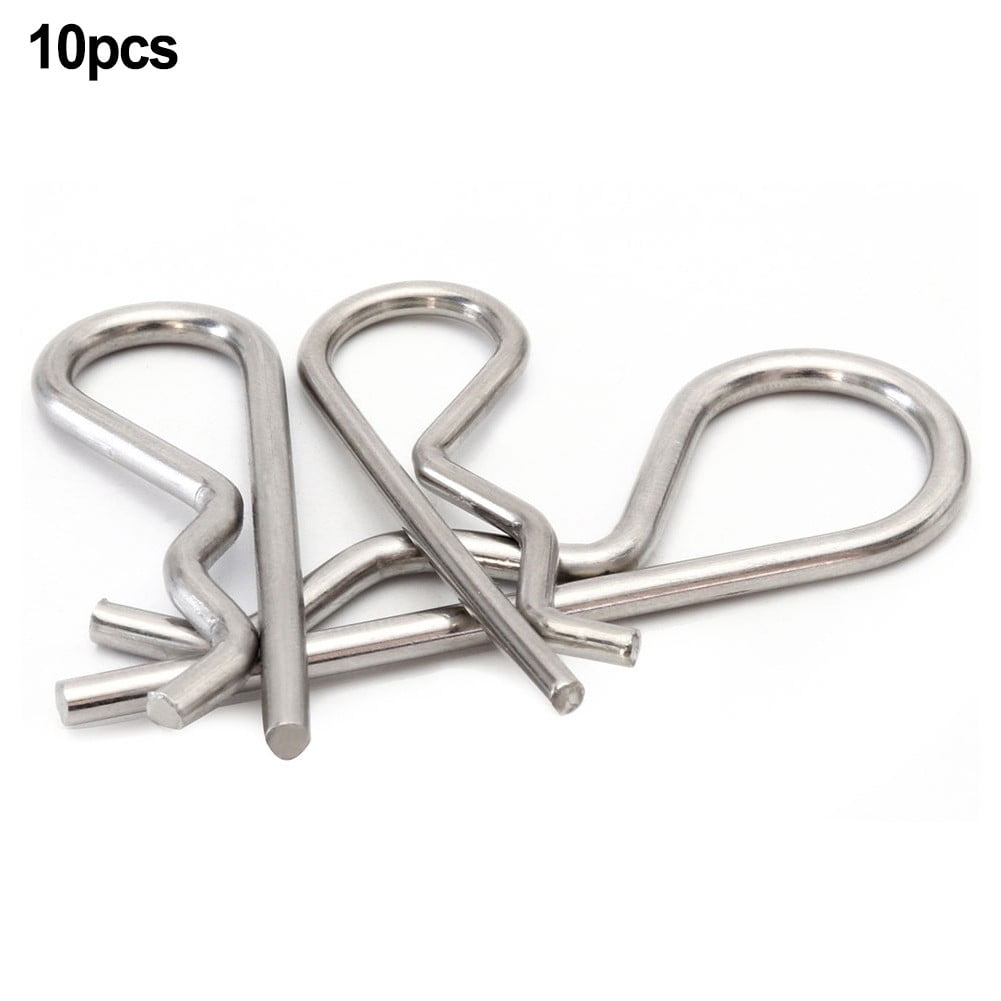 Clupup 10 Pcs Stainless Steel R Retaining Clip Spring Cotter Pin Marine Hitch Pin Lock
