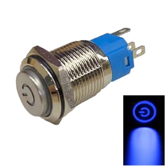 Clupup 16mm Metal Push Button Switch with Power LED 3-6V Latching Button Switch IP66