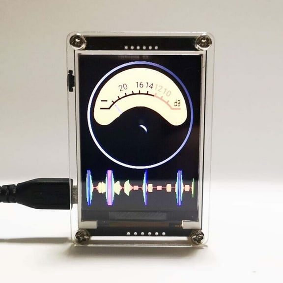 Clupup 2.4 inch HD LCD Music Spectrum Rhythm Level Indicator Multi-mode Analog VU Meter