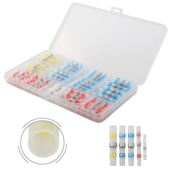 Clupup 200/120PCS Solder Seal Heat Shrink Butt Connectors Waterproof Wire Connectors Kit Insulated Wire Splice Cable Connector Marine