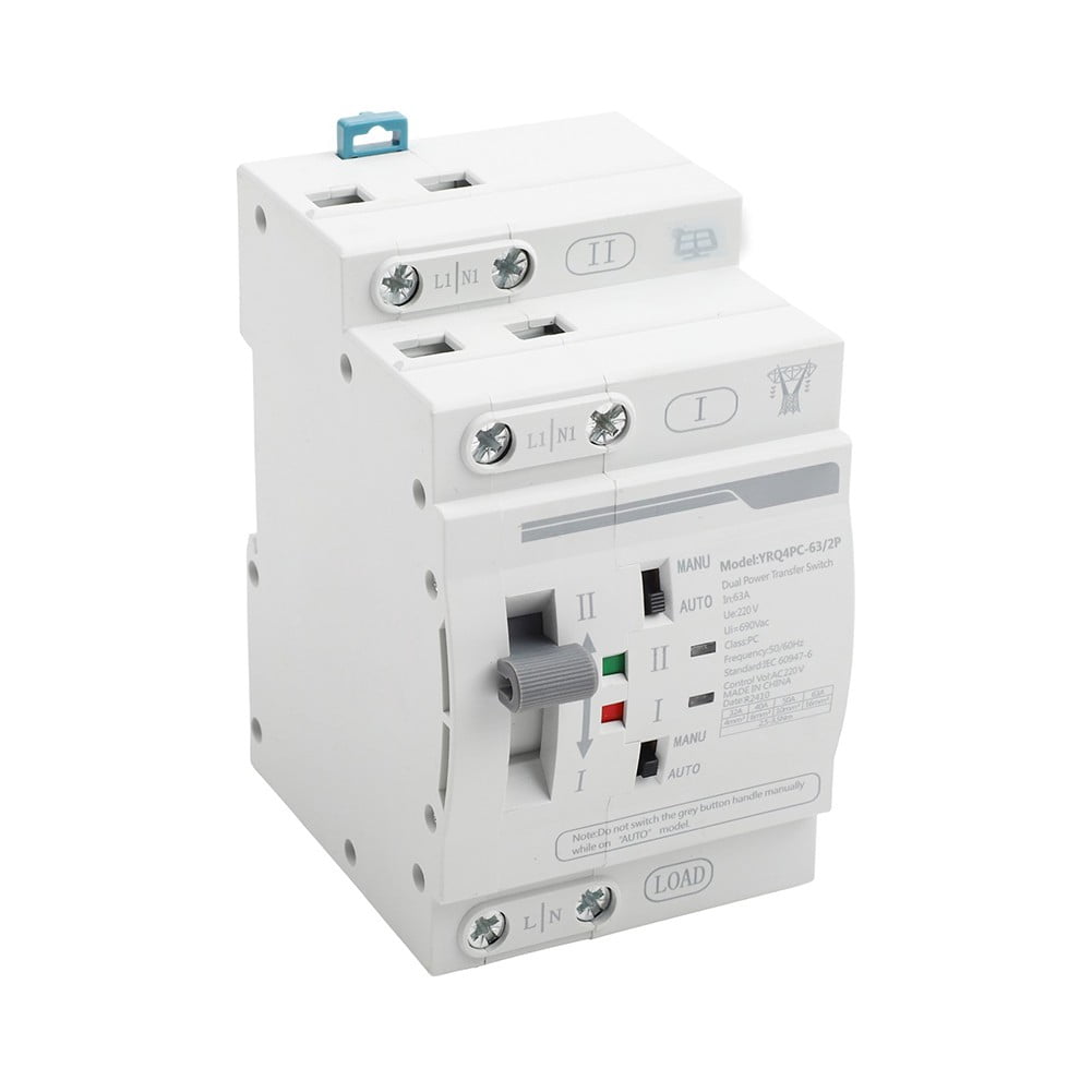 Clupup Dual Power Automatic Transfer Switch 2P 63A AC220V Photovoltaic Transfer Switch