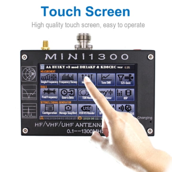 Clupup Mini1300 4.3" LCD 0.-1300MHz HF/VHF/UHF ANT SWR Antenna Analyzer Meter Tester
