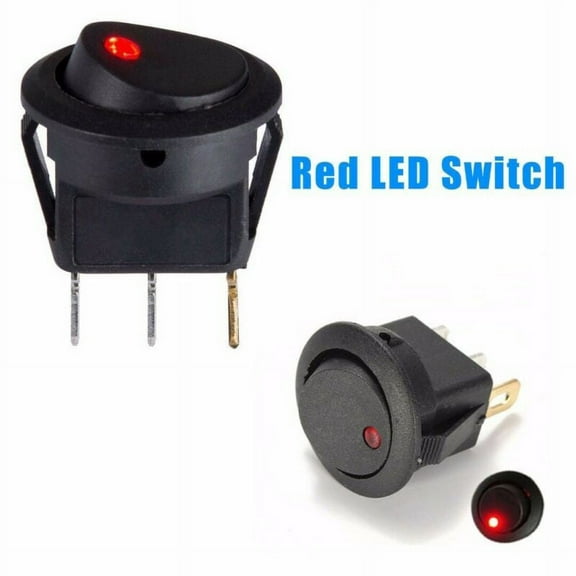 Clupup Practical LED Switch Round Switch Black Round Univeral Van DC 12V Dash Dashboard Illuminated ON/OFF Rocker Switch
