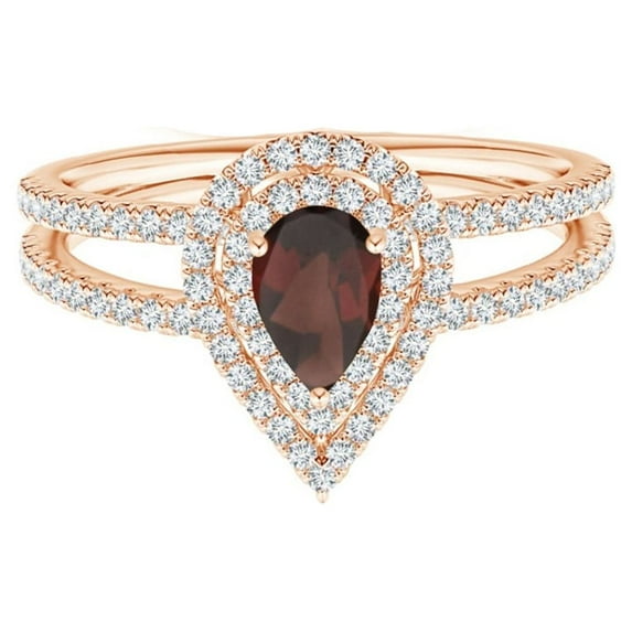 Cluster 0.75 Ctw Pear Garnet Gemstone 925 Sterling Silver Women Promise Ring