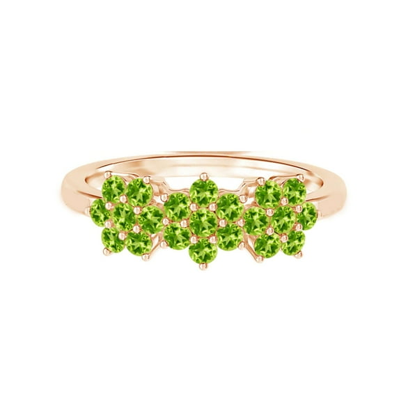 Cluster 2.10 Ctw Round Peridot 925 Sterling Silver Rose Plated Promise Ring