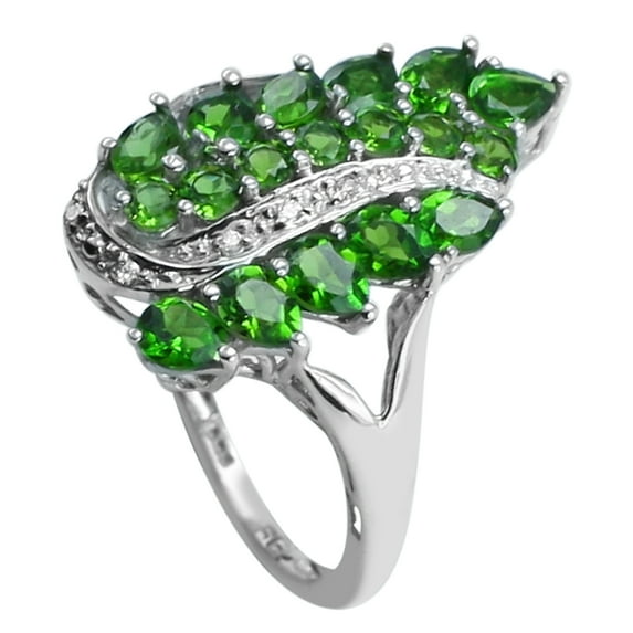 Cluster 2.28 Ctw Chrome Diopside 925 Sterling Silver Women Christmas Ring