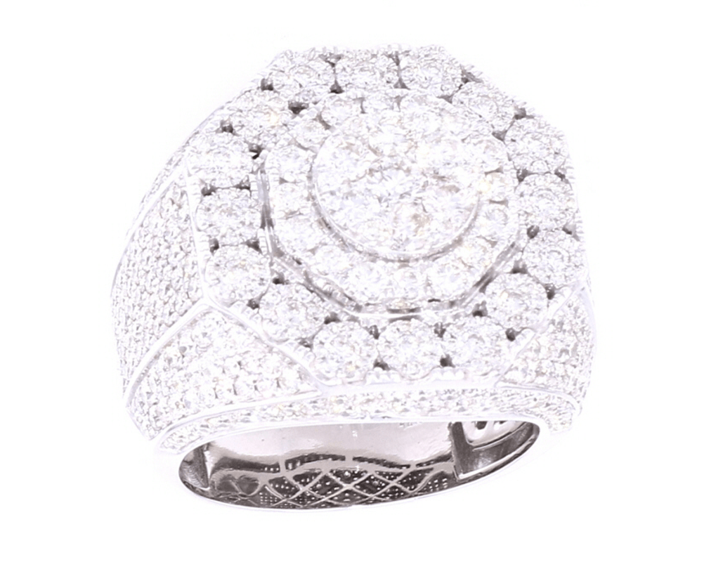 Cluster 4.45CT Diamond Pinky Ring 22MM 14K White Gold