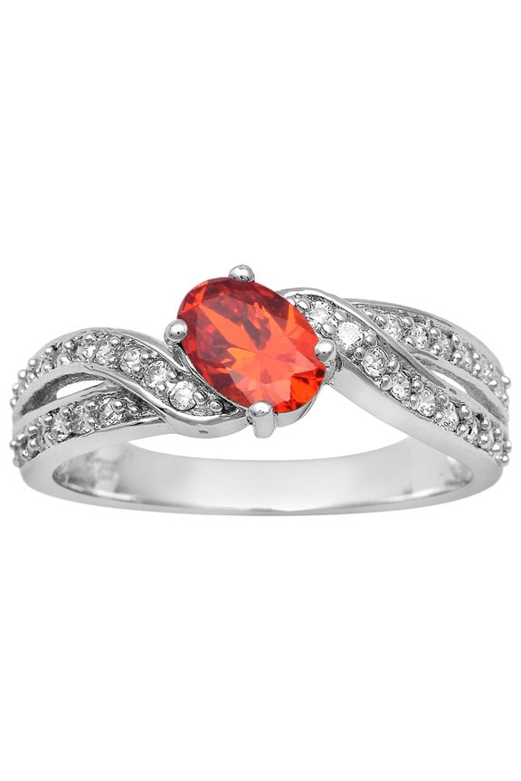 Cluster 6X4 MM Oval Natural Orange Cz 925 Sterling Silver Valentines Day Gifts Ring