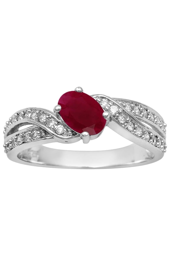 Cluster 6X4 MM Oval Natural Ruby 925 Sterling Silver Valentines Day Gifts Ring