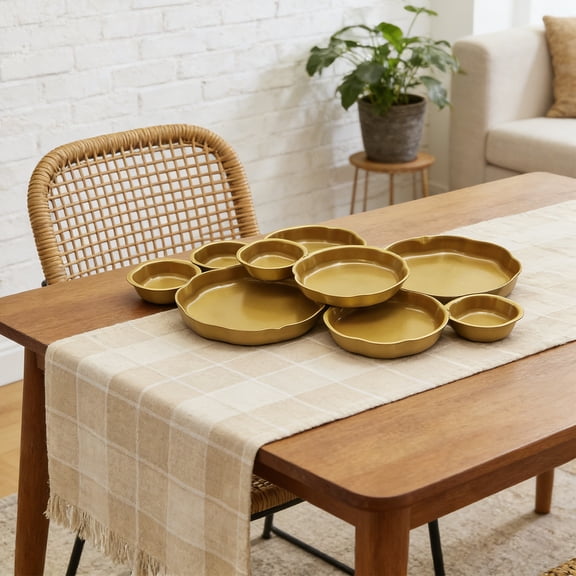 Cluster Accent Bowls, Appetizer Serving Dish, Cluster of 9 Round Serving Bowls Decorative Elegant Snack Tray for Olives, Chip & Dip, Nuts, Appetizers, Cluster Serving Tray-Gold