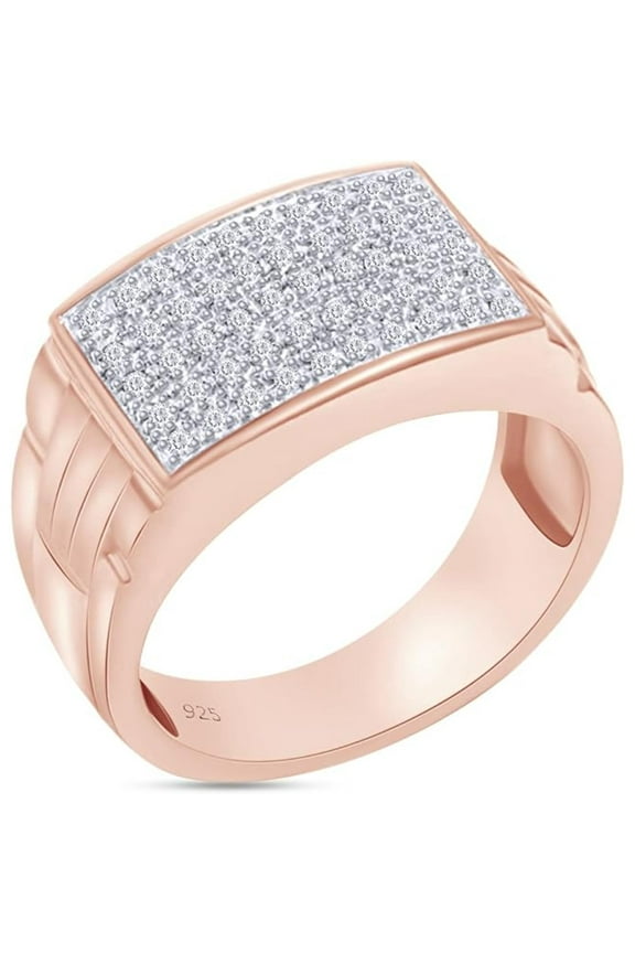 Cluster Anniversary Wedding Men's Band Ring In 14k Rose Gold Over 925 Sterling Silver Men Jewelry