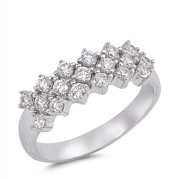 Cluster Bar White Cubic Zirconia Wedding Ring .925 Sterling Silver Band Jewelry Female Male Size 9