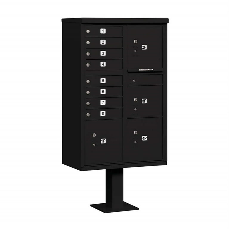 8-Compartment Post-Mount Regency Decorative Cluster Box Unit Type VI USPS Access in Black