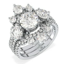 Cluster Bridal Three Engagement Ring For Women's 1.8 Ct Diamond 14K White Gold Over