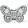 thumbnail image 1 of Cluster Butterfly Ring Baguette Cubic Zirconia Black Tone 925 Sterling Silver, Size 7, 1 of 7