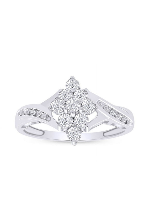 Cluster By Pass Accent Women's Engagament Ring 1.9 Ct Diamond 14K White Gold Over