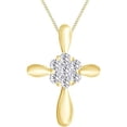thumbnail image 1 of Cluster Cross Pendant Necklace For women In 925 Sterling Silver 14K Yellow Gold Plated Round Cut White Diamond, 1 of 1