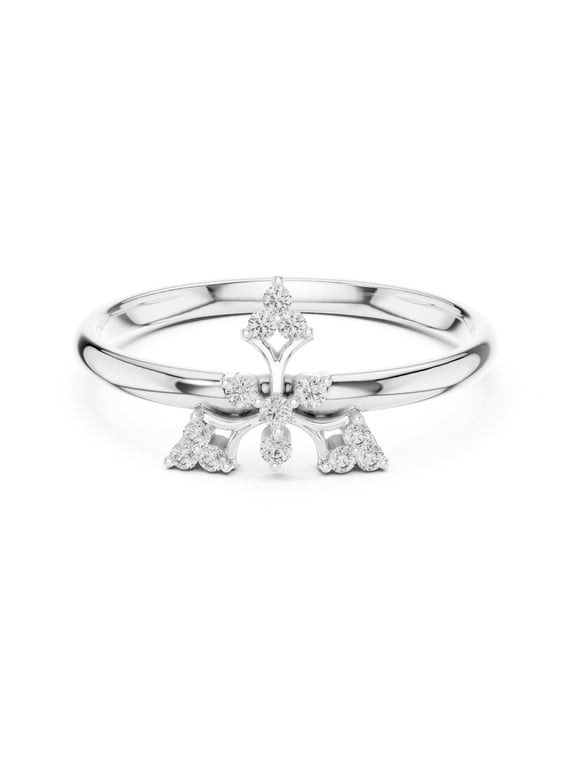 Cluster Diamond Ring, Bridal Diamond Wedding Ring, Triangle Ring, Stackable Diamond Ring, 1.7 Ct Simulated Diamond, 14K White Gold Plated