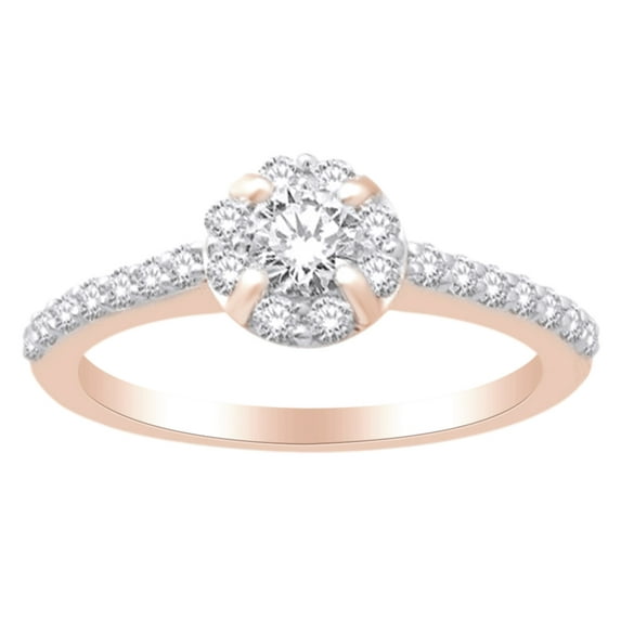 AFFY Cluster Engagement Wedding Ring In 14k Rose Gold With 1 CT White Natural Diamond With RING Size-13