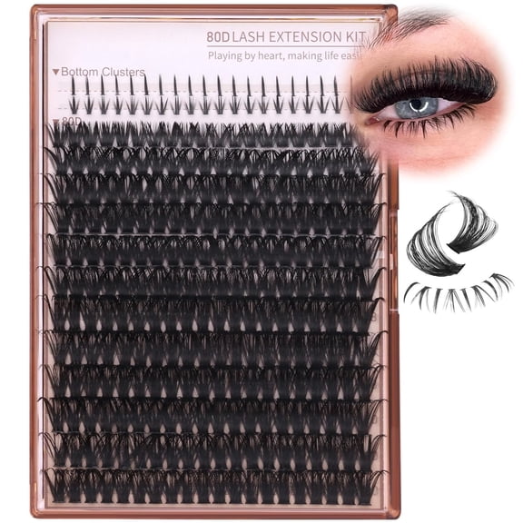 Cluster Eyelash Extensions with Bottom Lash Clusters 10-20mm DIY Lash Extension Wispy Volume Eyelash Clusters and Manga Spike Under Lashes for Beginners