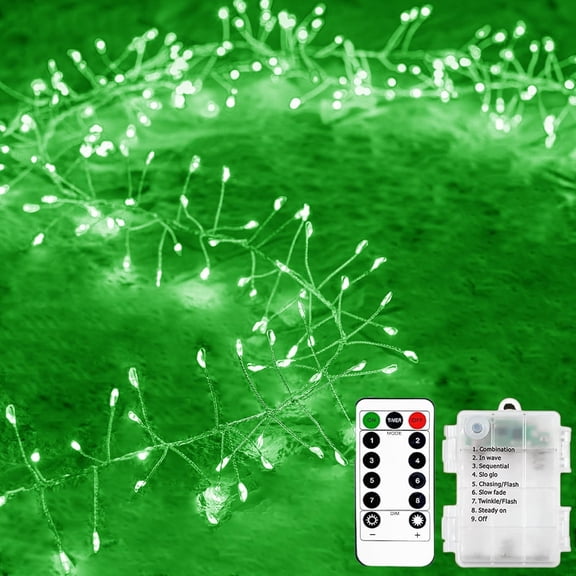 Cluster Fairy Lights with Remote Timer, 3M 100LED Silver Wire Firecracker Garland String Lights Battery Operated 8Mode for Outdoor Indoor Bedroom Wedding Christmas Party Decoration