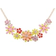 thumbnail image 1 of Cluster Flower Necklace Boho Enamel Sparkle Chunky Crystal Party Holiday Jewelry for Women, Multicolor-1, 1 of 5