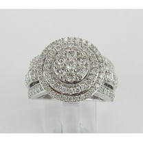 Cluster Halo Bridal Wedding Ring For Women's 1.9 Ct Diamond 14K White Gold Over