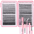 thumbnail image 1 of Cluster Lash Extension Kit for Beginners, 600 Pcs 9–16mm D Curl, Diy Fake Eyelashes with Lash Tray & Applicator, Cruelty Free & Reusable, Easy to Apply and Remove, 1 of 5