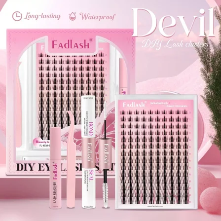 Cluster Lashes Kit 0.07 C Cluster Lashes Extension Wide Stem DIY Eyelashes Extensions(XEM-0.07-C-MIX8-18MM)