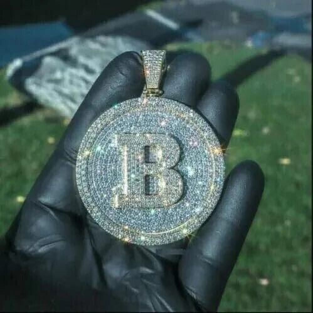 SAJEWELS Cluster Men's Initial B"2Ct Round Cut VVS1/D Diamond Custom Men's Pendant 14k White Gold Plated Silver