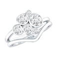 thumbnail image 1 of Rosec Jewels Moissanite Wedding Ring Set of 2 - Cluster Engagement Ring with Enhancer - D-VS1 Quality, 14K White Gold, US 7.50, 1 of 9