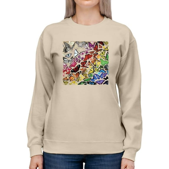 Cluster Of Butterflies Sweatshirt Women -Anthony Chirstou Designs, Female 3X-Large